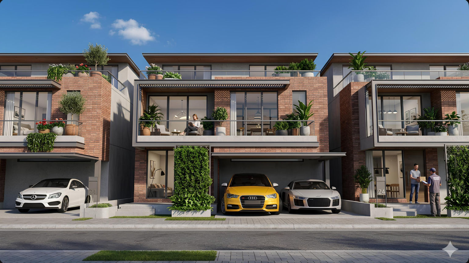 Contemporary villa facade